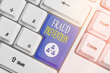Word writing text Fraud Prevention. Business photo showcasing to secure the enterprise and its processes against hoax