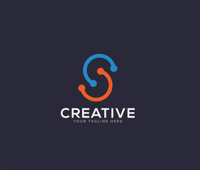 Letter S tech logo design template