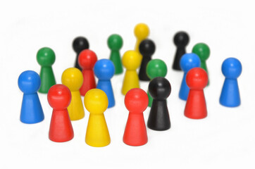 colored wooden gameboard pawns