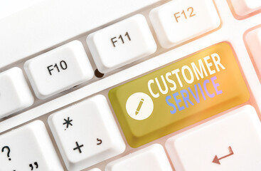 Handwriting text Customer Service. Conceptual photo direct interaction with the consumers offering...