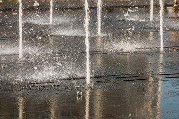 Fountain on a hot summer day in the city.