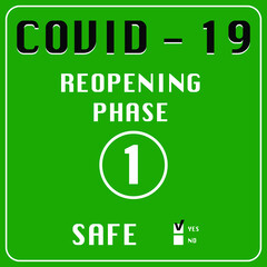 COVID-19 sticker safe reopening phase 1
