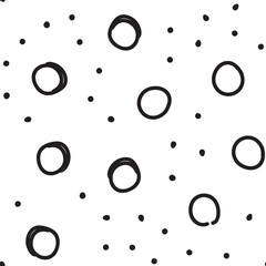 Circles seamless pattern. Random doodle dots texture background. Hand drawn design.