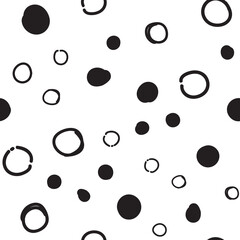 Circles seamless pattern. Random doodle dots texture background. Hand drawn design.