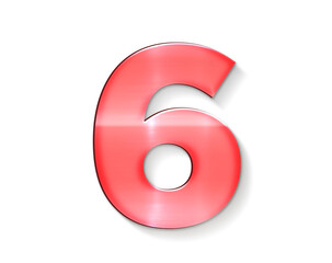 3d red number 6 six