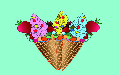 art, background with colorful ice cream
