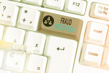 Word writing text Fraud Prevention. Business photo showcasing to secure the enterprise and its processes against hoax