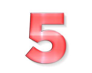 3d red number 5 five