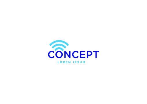 logo design to technology company wifi or bluetooth remote signal radio waves