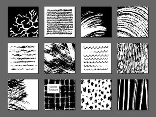 Set of hand drawn textures and lines. Doodle style. Vector grunge modern textured brush stroke, doodle, scribbled. Abstract elements. Collection of modern background, posters, template, cards, banners