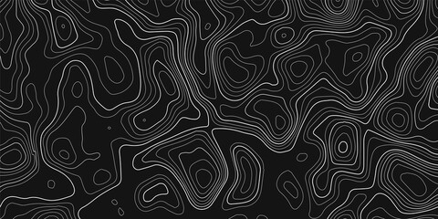 Topographic contour map on dark background. Vector grid map.