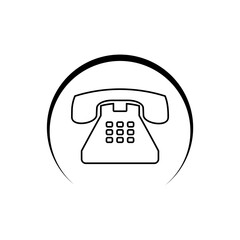 Telephone icon in a flat design isolated on white background