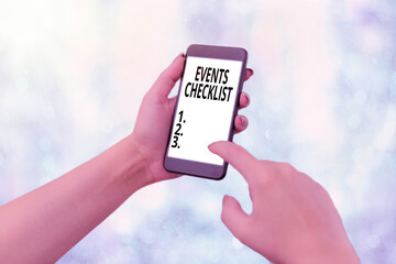 Writing note showing Events Checklist. Business concept for invaluable tool for successfully...