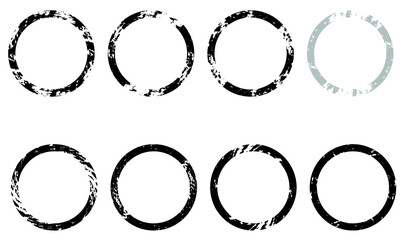Grunge post Stamps Collection, Circles. Banners, Insignias , Logos, Icons, Labels and Badges Set . vector distress textures.blank shapes.
