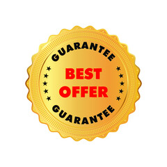 Naklejka premium Best offer golden label. Stock vector illustration on white isolated background.