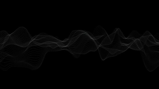 Abstract white dot wave pattern black background loop