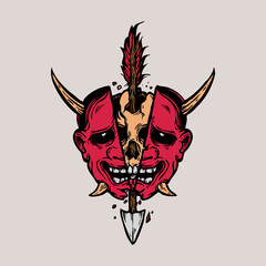 skull wearing the devil's mask was shot dead by an arrow
