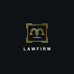Justice Scales template logo design inspiration. Law firm and Attorney office luxury elegant Premium Quality symbol icon vector illustration