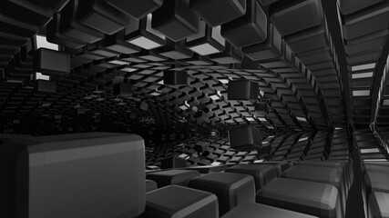 Many cube box black & white luxury background render from 3d.