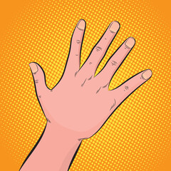 Back right hand. Pop art retro illustration comic Style Vector