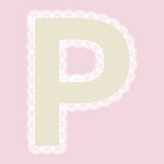 Vector lacy letter P for elegant lettering and children's products.