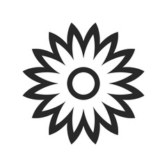 Flower icon. Black contour silhouette. Vector flat graphic illustration. Isolated object on a white background. Isolate.