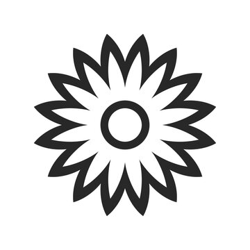 recommend clip art: Flower icon. Black contour silhouette. Vector flat graphic illustration. Isolated object on a white background. Isolate.