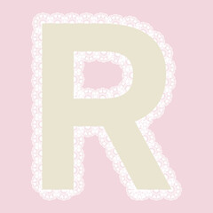 Vector lacy letter R for elegant lettering and children's products.