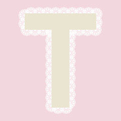 Vector lacy letter T for elegant lettering and children's products.