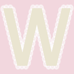 Vector lacy letter W for elegant lettering and children's products.