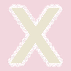 Vector lacy letter X for elegant lettering and children's products.