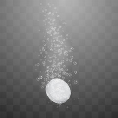 Pill dissolving in the water - illustration isolated  on transparent background - vector eps10