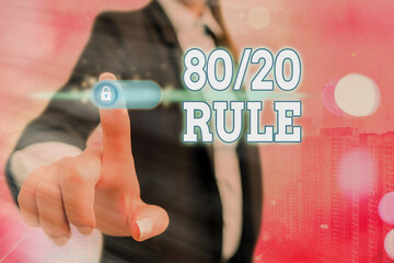 Conceptual hand writing showing 80 Or 20 Rule. Concept meaning law of the vital few as effect...