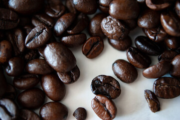 Scattered coffee beans