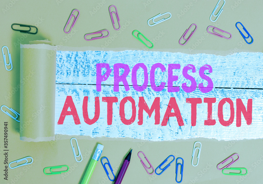 Poster text sign showing process automation. business photo text the use of technology to automate business