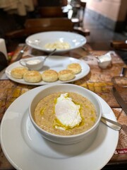 oatmeal with poached egg