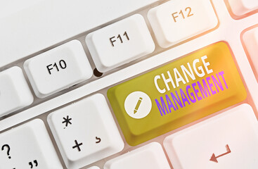 Handwriting text Change Management. Conceptual photo development within a business or similar...
