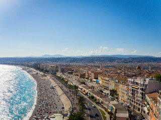 beautiful view of the promenade of Nice, France. Sunny day, clear sky