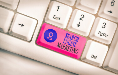 Text sign showing Search Engine Marketing. Business photo showcasing online digital optimization...