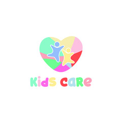 people family. Colorful Kids Play template logo design inspiration. Kids Place in love Premium Quality symbol icon vector illustration