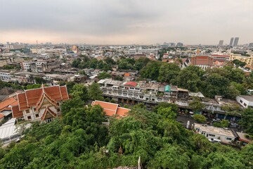 Fototapeta na wymiar Bangkok view from Golden Mount at Wat Saket in Bangkok, Thailand