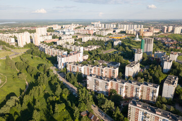 Fototapeta na wymiar Nizhny Novgorod. High-rise buildings in microdistrict Verhnie Pechery.