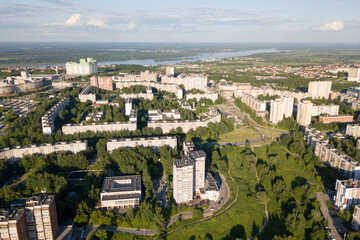 Fototapeta na wymiar Nizhny Novgorod. High-rise buildings in microdistrict Verhnie Pechery.