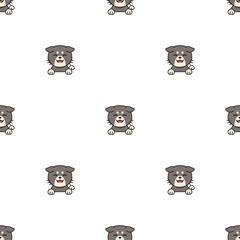 Cartoon character gray cat seamless pattern background for design.