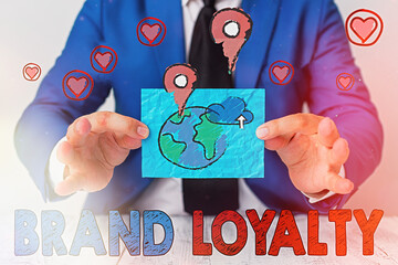 Writing note showing Brand Loyalty. Business concept for positive feelings to a brand and purchase the same product