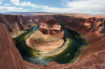 Horseshoe Bend at Page, Arizona. Horseshoe Bend is a horseshoe-shaped meander of the Colorado River located near the town of Page, Arizona, in the United States