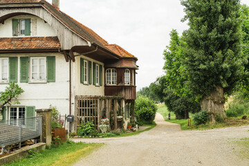 Swiss green village old house
