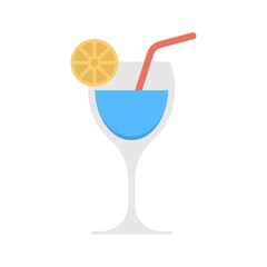 Cocktail icon in flat design style. Tropical drink symbol.