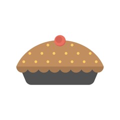 Cake with cherry on top. Muffin, dessert symbol.