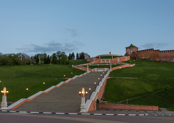 Nizhny Novgorod. Chkalov stairs in the evening